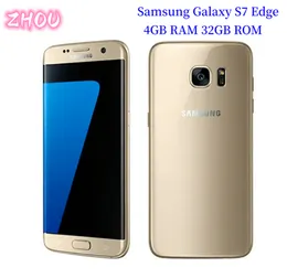 Original galaxy s7 edge samsung 4gb ram 32gb rom 5.5 "polegadas lte telefone móvel 12.0 mp android quad core desbloqueado telefone celular