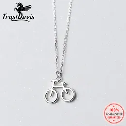 Wisiorki Trustdavis 925 Solidne srebrne biżuteria rower rowerowy wisior moda Naszyjnik dziewczyna Przyjazd urodzinowy Lady DS1271