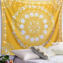 Tapissries Böhmen dekor vägg hängande tapestry mandala blommor boho etnisk cirkel sovsal hem tyg matta resor soffa filt matta