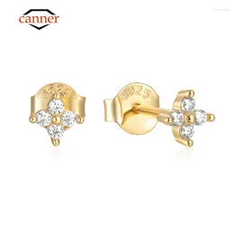 Stud Earrings CANNER S925 Sterling Silver Brilliant Cut D Color Moissanite For Women Flower Piercing Fine Jewelry Gifts