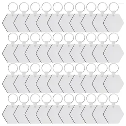 Garrafas de armazenamento 40pcs hexágono sublimação chaveiro blanks duplo lado transferência de calor mdf placa em branco chaveiros