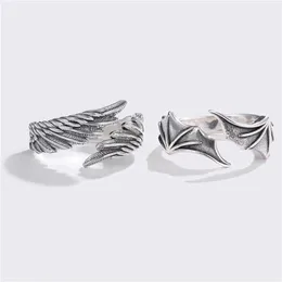 Bröllopsringar 1st Vintage Angel Demon Wing Couples For Women Men Matching Trendy Promise Pared Ring Smycken Engagemang Anillos Drop Dh21R