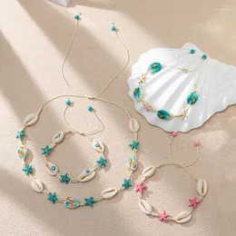 Necklace Earrings Set Resort Marine Wind Cartoon Shell Bracelet Ins Design Sense Niche Starfish Adjustable Tide Wholesale 122