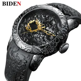 Neue Mode 3D Skulptur Drachen männer Quarz Uhren Marke SPAß BIDEN Gold Uhr Männer Exquisite Relief Kreative Uhr Relogio251Y