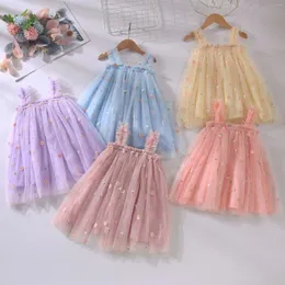 Платья для девочек, одежда для малышей, высококачественное сетчатое платье с лямкой на шее и цветочной вышивкой, платье для маленьких девочек, милое милое платье принцессы