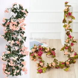 Dekorative Blumen 180/250CM Rose Künstliche Rebe Weihnachtsgirlande Home Hochzeitsdekoration Frühling Herbst Gartenbogen DIY Fake Plant