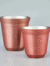 Kupa Saucers 304 Paslanmaz Çelik Kahve Kupası Çift katmanlı ağız su tarzı Süt Erkek ve Kadınlar İçin 80/160ml