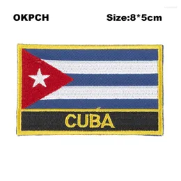 Brooches Cuba Square Shape Flag Iron On Patches Orzen Embroidery Patch Custom Stickers For Clothes PT0070-R