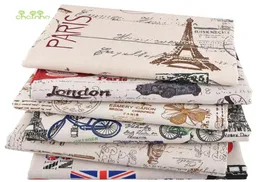 Chainho 6 pzlot Torre Eiffel Patchwork Stampato Tessuto di Cotone E Lino Per Quilting Fai Da Te Cucito Tovaglietta Borse Materiale 25x45 cm3033398