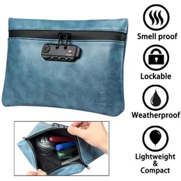 Luktsäkra väskor med kombinationslåsläder rökande lukt stash vattentät behållarlagring case1300w