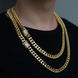 Pendant Necklaces Hip Hop Cuban Chain Necklace 5A Cz Paved Clasp for Men with Gold Filled Long Chains Miami Necklaces Mens Jewelry