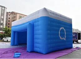 도매 야외 커스터마이드 모든 크기 6x4m 블루 팽창 식 판매 부스 큐브 스탠드 서커스 텐트 파티 및 브랜드를위한 공기 송풍기 텐트