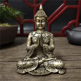 Thailand Buddha Statues Home Decoration Bronze Color Resin Crafts Meditation Buddha Sculpture Feng Shui Figurines Ornaments 240202