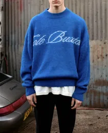 Erkek kazaklar 23 Kış Pullover Cole Buxton Mektup Logosu Jakar Büyük Boy Yüksek Kaliteli Erkekler Kadın Gevşek Mavi Siyah Sweater