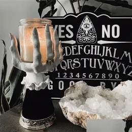 Candle Holders Halloween żywica Witch Hand Candlestick Kreatywny duch Haunted House Dekoracja Palm Candle Holder Art Rzemiosła Dhitx