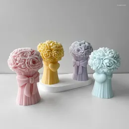 Narzędzia rzemieślnicze 3D Flower Bukiet silikonowa pleśń zapachowa świeca ozdoby Ozdoby Rose DIY Walentynki Dekoracja ślubna Dekoracja ślubna