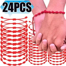 Charm Bracelets 1-24pcs 7 Knot Red String Bracelet For Couple Rope Braided Protection Good Luck Amulet Success Handmade Jewelry