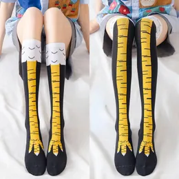 Women Socks Spring Autumn Winter Middle High School Girls Socksfunny Chicken Paw Stocking Over-knee Pressure Thin Leg Long Stockings