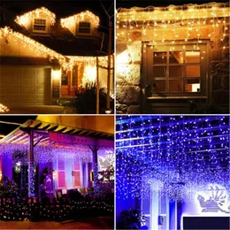 Strings Christmas Lights Waterfall Dekoracja zewnętrzna 5m opadanie 0,4-0,6m LED Curtain Ciąg Party Ggarden Eaves