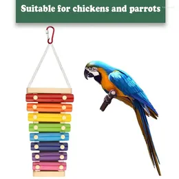 Diğer Kuş Malzemeleri İstihbarat Oyuncak Parrot Eğitim Eğitim Halat Asma Tavuk Ksilofon Tavuklar İçin Süsdürülebilir Ahşap Çiğneme 8 Anahtarlar