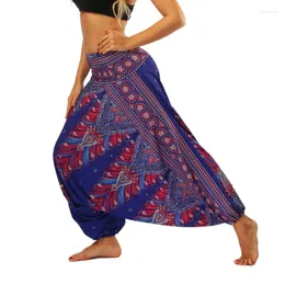 Kadın pantolon moda gevşek fitness yoga gündelik dijital baskılı çiçekçiler zarif elastik yüksek bel kasık dansı pantalon 28038