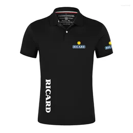 Herrpolos Ricard 2024 Spring and Summer Stritching Shorts Sleeve Polo andningsbara affärskläder tee shirt