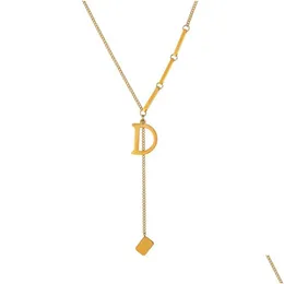 Pendant Necklaces D Letter Necklace Hip Hop Accessory Fastening Mid Length Sweater Drop Delivery Jewelry Necklaces Pendants Dht65