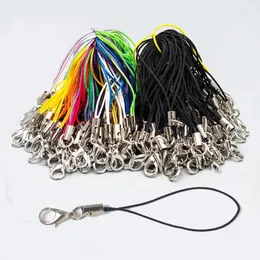 Schlüsselanhänger .Mixed 50pcs / lot Thread Cord Lobster Keyrings Key Holder Bag Ring Bags Toys Phone Hanger DIY Keyfob KeyChain Accessories