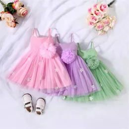 Flicka klänningar citgeesummer barn flickor tyll klänning ärmlös blomma a-line prinsessan festkläder