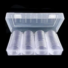 40mm Coin Storage Box Clear Round Plastic Coin Capsule Container Empty Storage Box Holder Case 60Pcs Panda Coin Round Boxes 240130