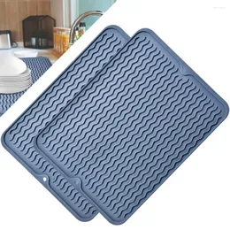 Placas 2pcs Cozinha Drenagem Esteira Embutida Buraco Design Isolamento Térmico Anti-Slip Dupla Face Espessada Secagem