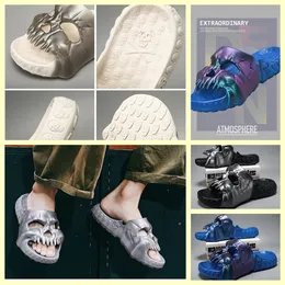 2024 Top Qualität Personalisierte Schädel Design Männer Hausschuhe Outdoor Spaß Rutschen Dicke Unterseite von Strand Rutschfeste Freizeit Frauen Sandalen