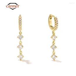 Dangle Earrings CANNER Trendy 925 Sterling Silver AAAAA Zircon Simple Sparkling Chain Drop For Women Girls Jewelry Pendientes Brincos