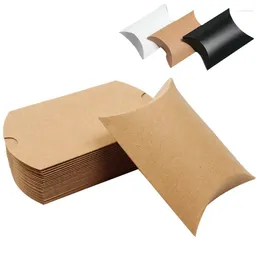 ギフトラップ10/30/50 Kraft Paper Pillow Boxクリスマスパッケージボックスヴィンテージウェディングブラックホワイトキャンディーバッグバースデーs