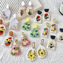 Dangle Earrings AENSOA Handmade Delicate Floral Polymer Clay For Women Colorful Cluster Flowers Drop Lightweight Jewelry 2024