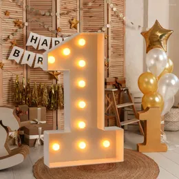 파티 장식 0-9 거대한 생일 번호 LED 빛나는 가벼운 모자이크 배터리 구동 램프 1 주년 웨딩 장식