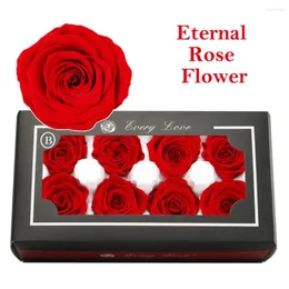 Dekorativa blommor 8st Eternal Rose Vibrant Color Natural Looking Blossom Handgjorda bevarade blommorprydnad