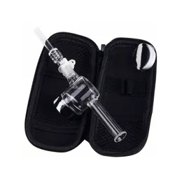 NC051 Dab Rig Smoking Pipe Bag Set Câmara Grande Enorme Fluxo de Ar Tubos De Vidro Colorido Recipiente De Frasco De Silício 10mm Titânio Quartzo Prego Clip Dabber Ferramenta