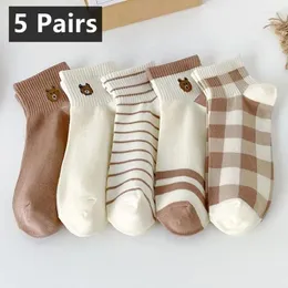 Women Socks 5 Par Teddy Bear Ankle Comfy Cute Crew Short Women's Stocking Hosiery