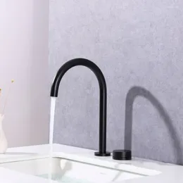 Bathroom Sink Faucets Basin Faucet Two Holes Widespread Brushed Gold Tap 360 Rotating Cold Mixer Crane