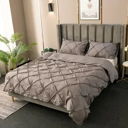 High Quality 3D Pinch Pleated Duvet Cover Set 220x240 Solid Color Single Double Twin Bedding Set Duvet cover 240202