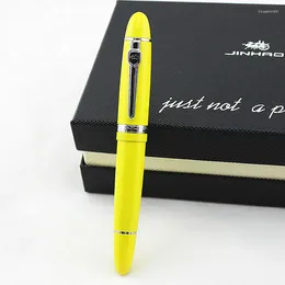 Jinhao 159 Luxuriöser gelber und silberner Clip-Kugelschreiber mit Samtbeutel. Tintenroller