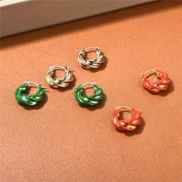 2024 새로운 트렌드 디자이너 브랜드 Red Green Gold Silver Twisted Circular Small Earrings for Woman Party Charm Jewelry AA