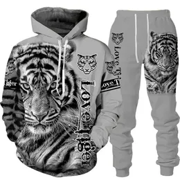 Animal 3D Tiger Printed Hoodie Pants Suit Cool Men/Women 2 Pcs Sportwear Tracksuit Set Autumn And Winter Mens Clothing 240202