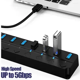 4/7 em 1 USB 3.0 Multi Splitter Hub Use adaptador de energia Interruptor expansor múltiplo Estações de acoplamento de cabo de 30 CM