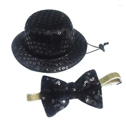 Abbigliamento per cani Costume per gatti con paillettes Cappello jazz e colletto a papillon Accessori per feste di compleanno di Halloween Forniture per cappelli