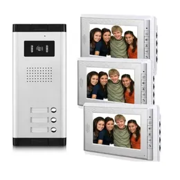 Videodörrtelefoner 2/3/4 enheter Lägenhetstelefon Intercom System Doorbell Kit för 2-4 lägenheter Hus 1 kamera monitor Drop Delivery Sec Otyo2