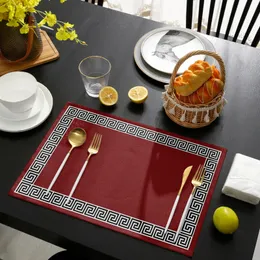 Сплошной цвет, простой китайский узор, кухонный обеденный стол, декор, 4/6 шт., подставка для столовых приборов, термостойкая льняная посуда, подушечки, коврики для стола 240127