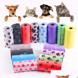 Altre forniture per cani Borsa per cacca di cane degradabile per cuccioli Attrezzi da esterno Toilette per animali domestici Gatti Spazzatura Cani Spazzatura Lettiera Pulizia Merda Borse 15 Pz / R Dhk29