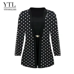 Yitonglian Womens Vintage Polka Dot Blouse Elegant Casual Tops for Work Plus Size Long Sleeve Shirt H414D 240201